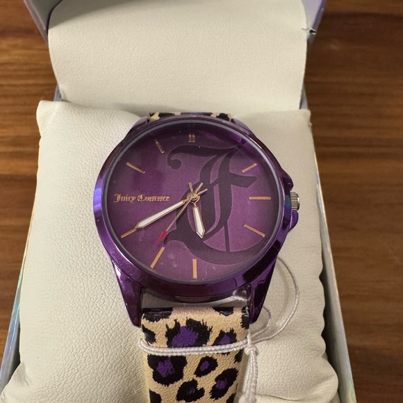 Juicy Couture Black Label Purple Leopard Watch - NIB needs new battery - Picture 2 of 4